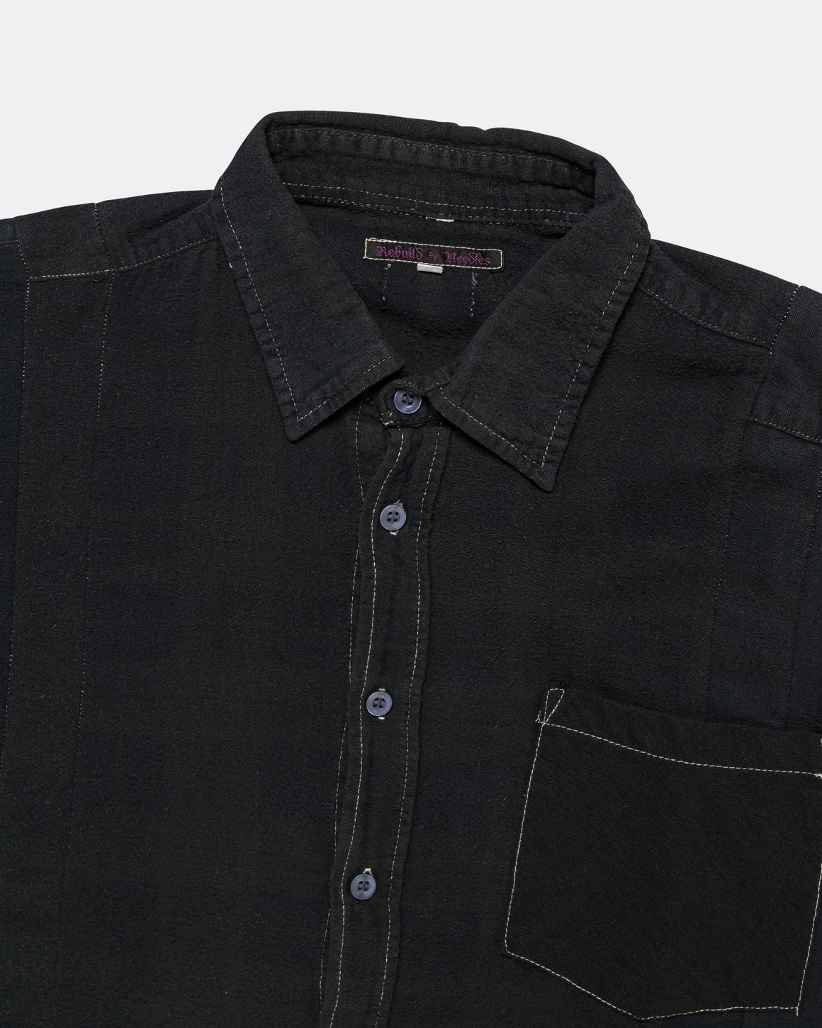 Needles - Rebuild Flannel Shirt 7 Cuts Shirt Over Dye FW26 - Black Large #5 - UP THERE