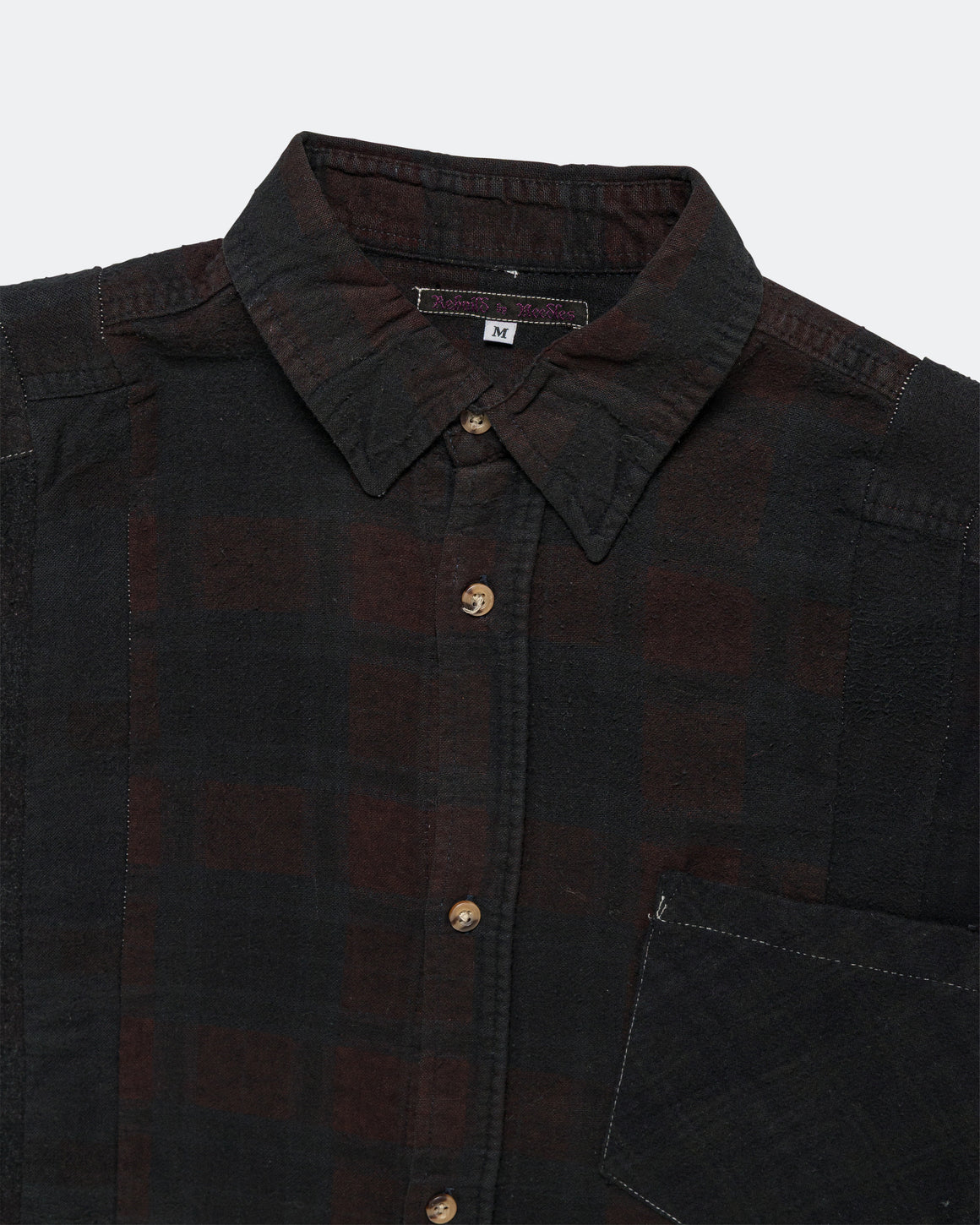 Needles - Rebuild Flannel Shirt 7 Cuts Shirt Over Dye FW26 - Black Medium #1 - UP THERE