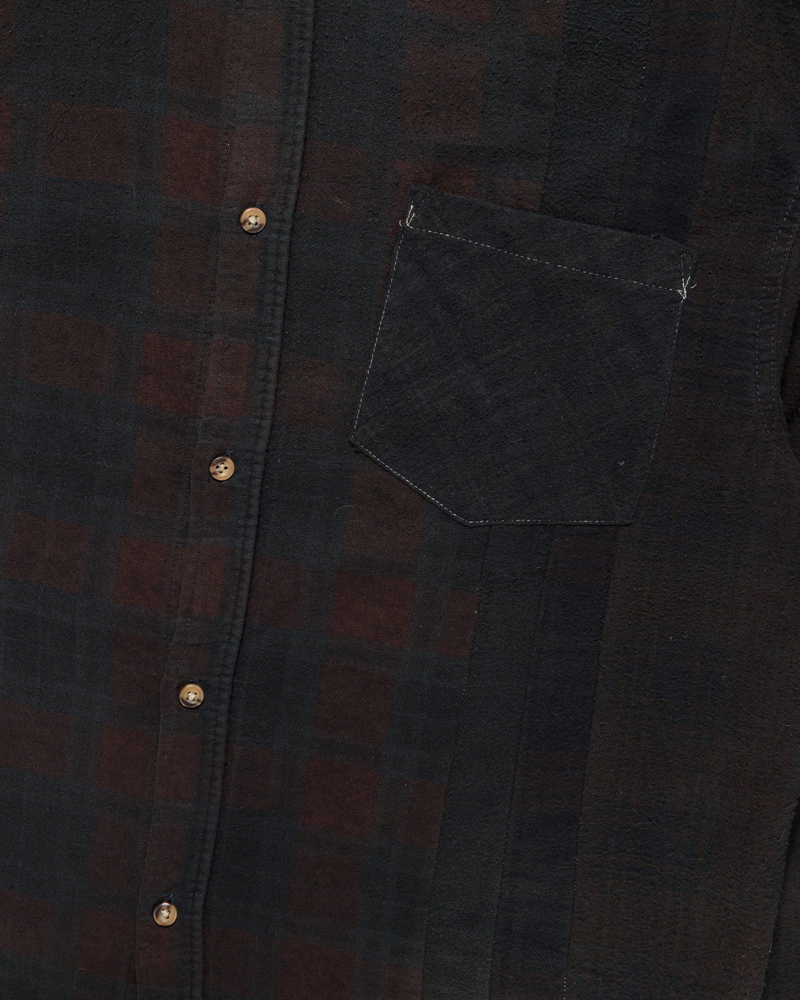 Needles - Rebuild Flannel Shirt 7 Cuts Shirt Over Dye FW26 - Black Medium #1 - UP THERE
