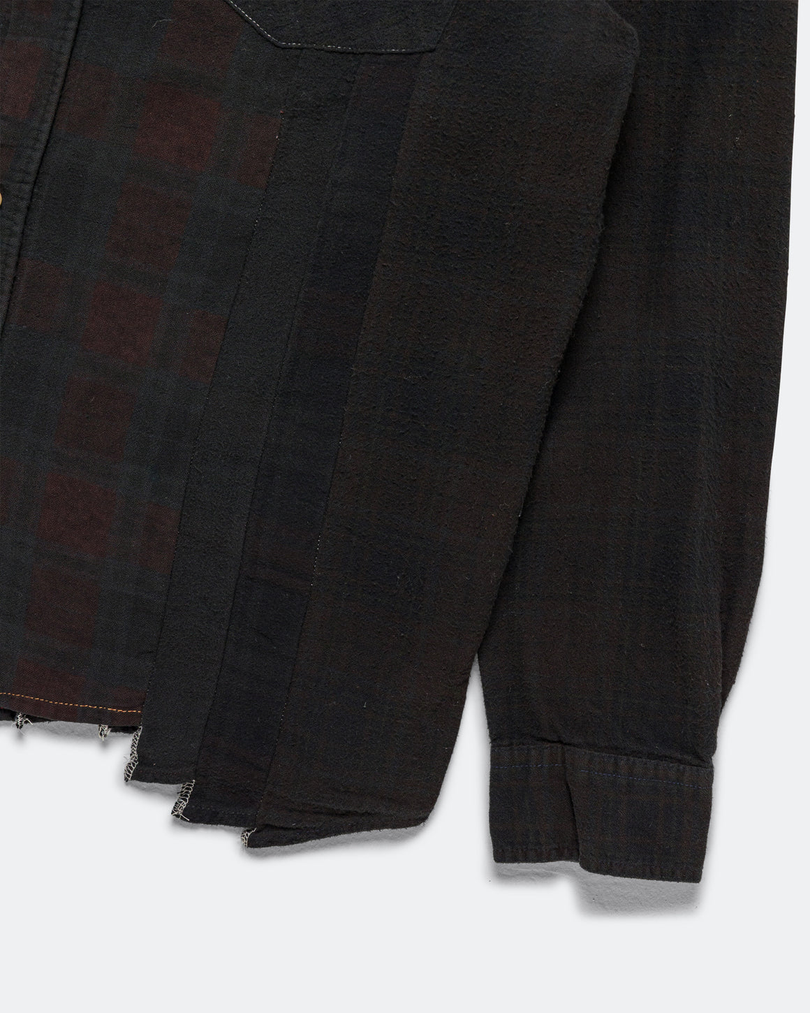 Needles - Rebuild Flannel Shirt 7 Cuts Shirt Over Dye FW26 - Black Medium #1 - UP THERE