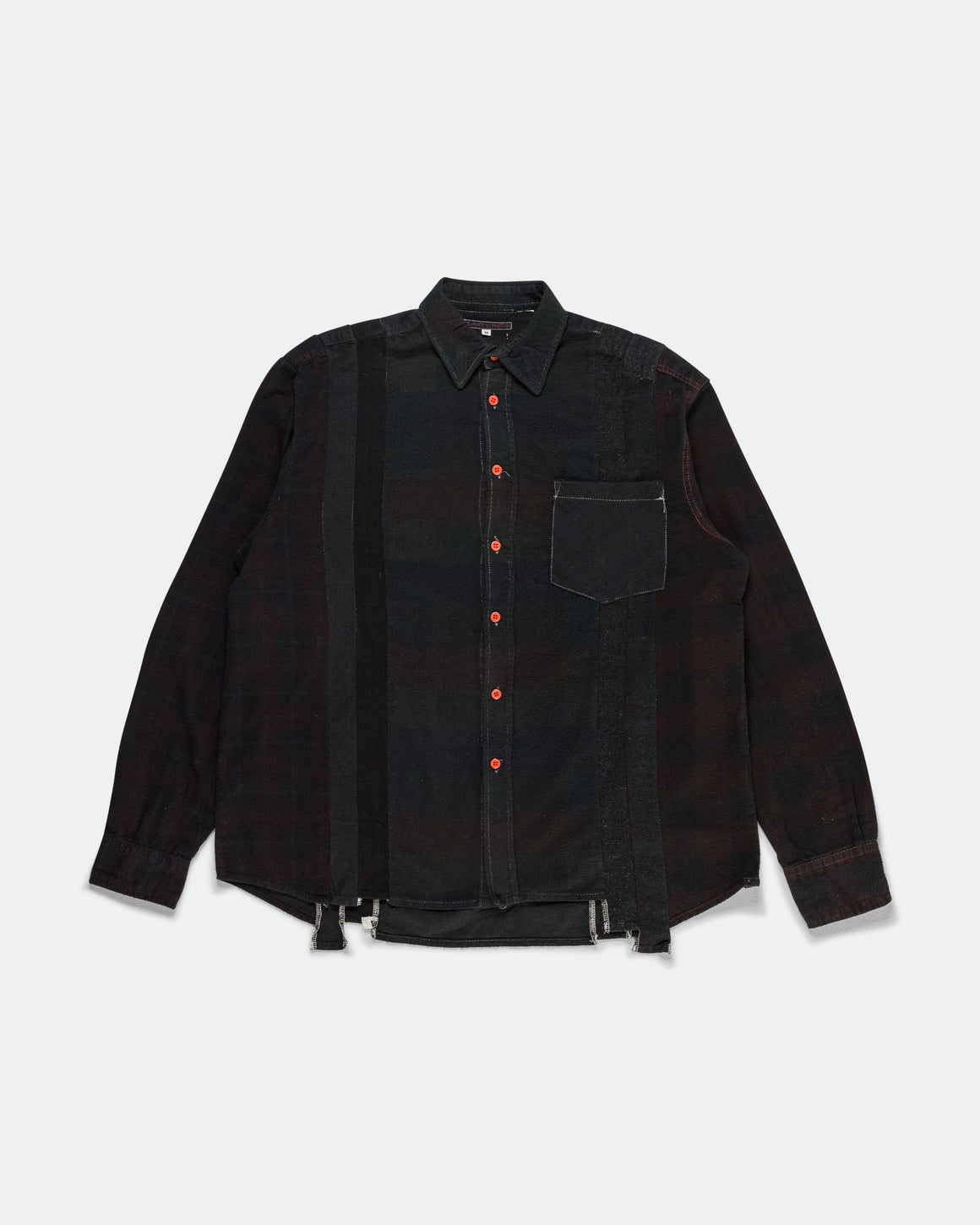 Needles - Rebuild Flannel Shirt 7 Cuts Shirt Over Dye FW26 - Black Medium #2 - UP THERE