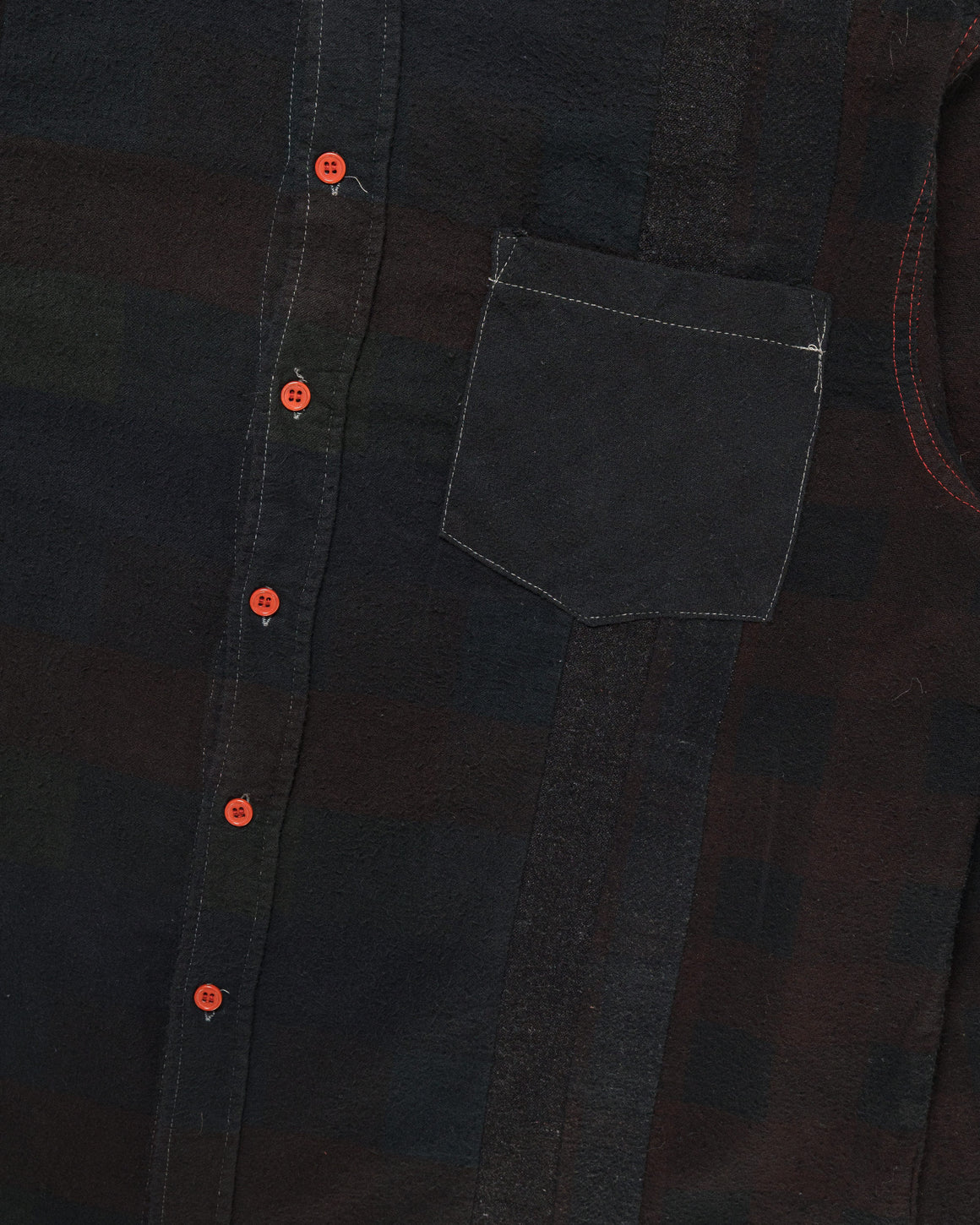 Needles - Rebuild Flannel Shirt 7 Cuts Shirt Over Dye FW26 - Black Medium #2 - UP THERE