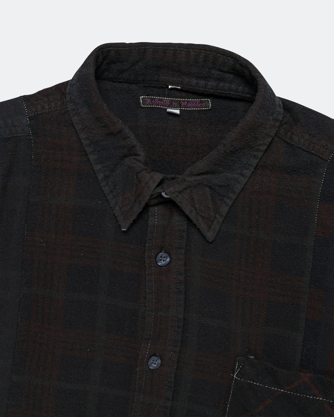 Needles - Rebuild Flannel Shirt 7 Cuts Shirt Over Dye FW26 - Black Medium #3 - UP THERE