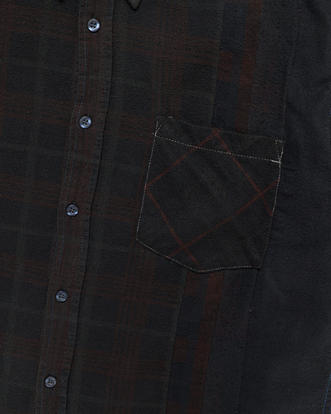 Needles - Rebuild Flannel Shirt 7 Cuts Shirt Over Dye FW26 - Black Medium #3 - UP THERE