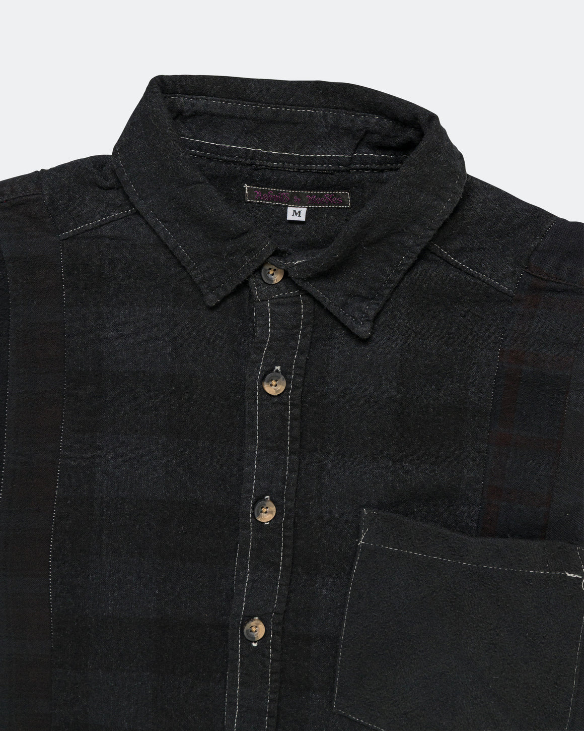 Needles - Rebuild Flannel Shirt 7 Cuts Shirt Over Dye FW26 - Black Medium #4 - UP THERE