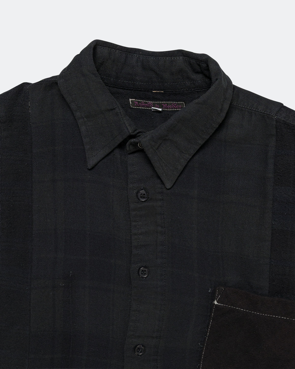 Needles - Rebuild Flannel Shirt 7 Cuts Shirt Over Dye FW26 - Black Medium #5 - UP THERE
