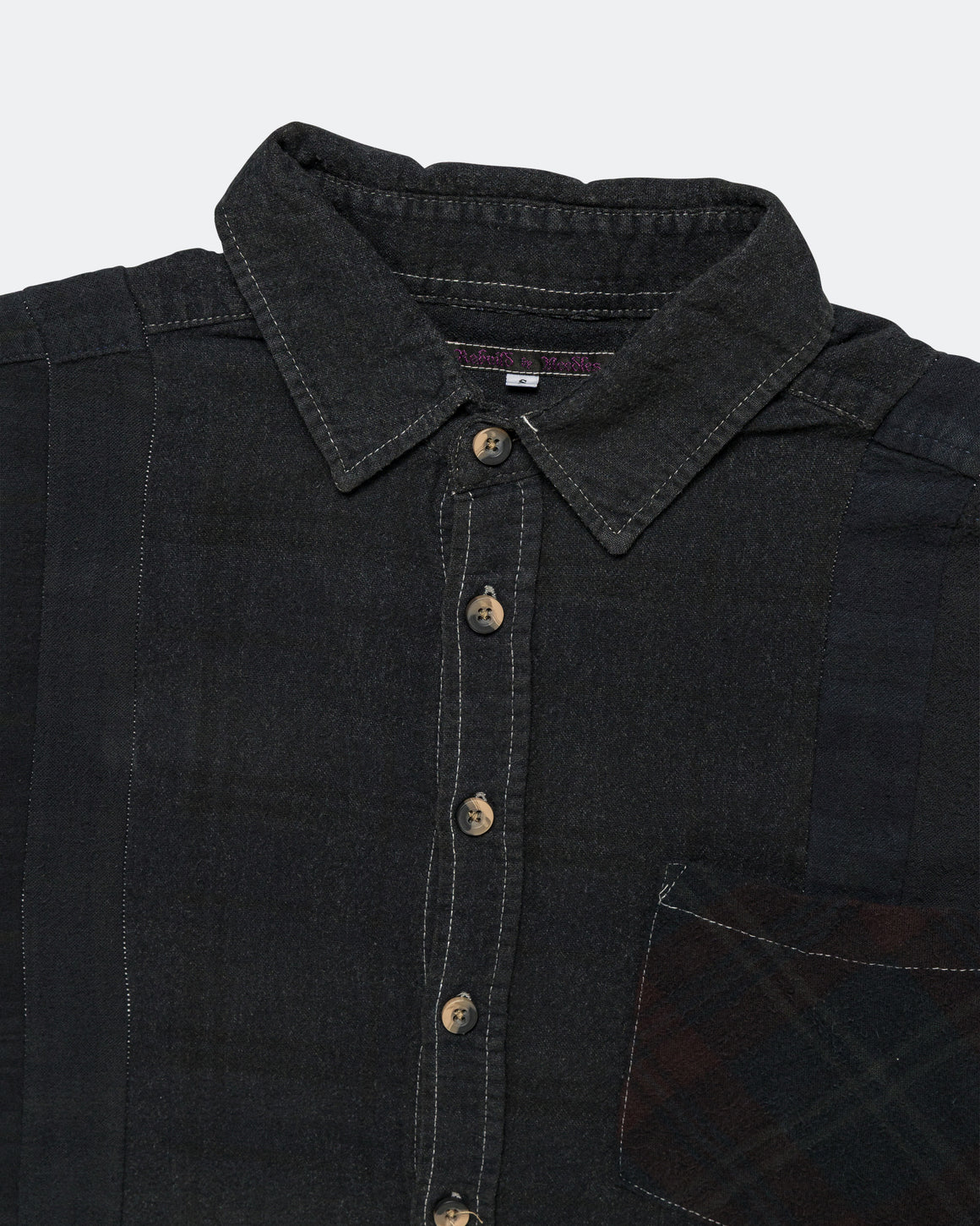 Needles - Rebuild Flannel Shirt 7 Cuts Shirt Over Dye FW26 - Black Small #3 - UP THERE