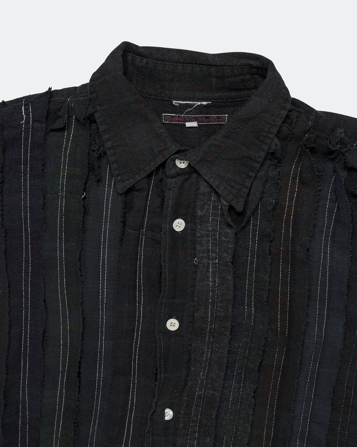 Needles - Rebuild Flannel Shirt Ribbon Shirt Over Dye FW26 - Black Large #1 - UP THERE