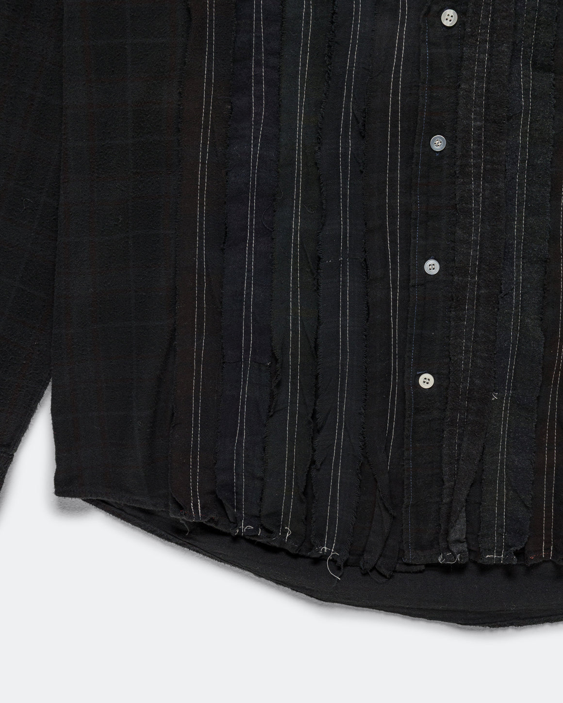 Needles - Rebuild Flannel Shirt Ribbon Shirt Over Dye FW26 - Black Large #1 - UP THERE