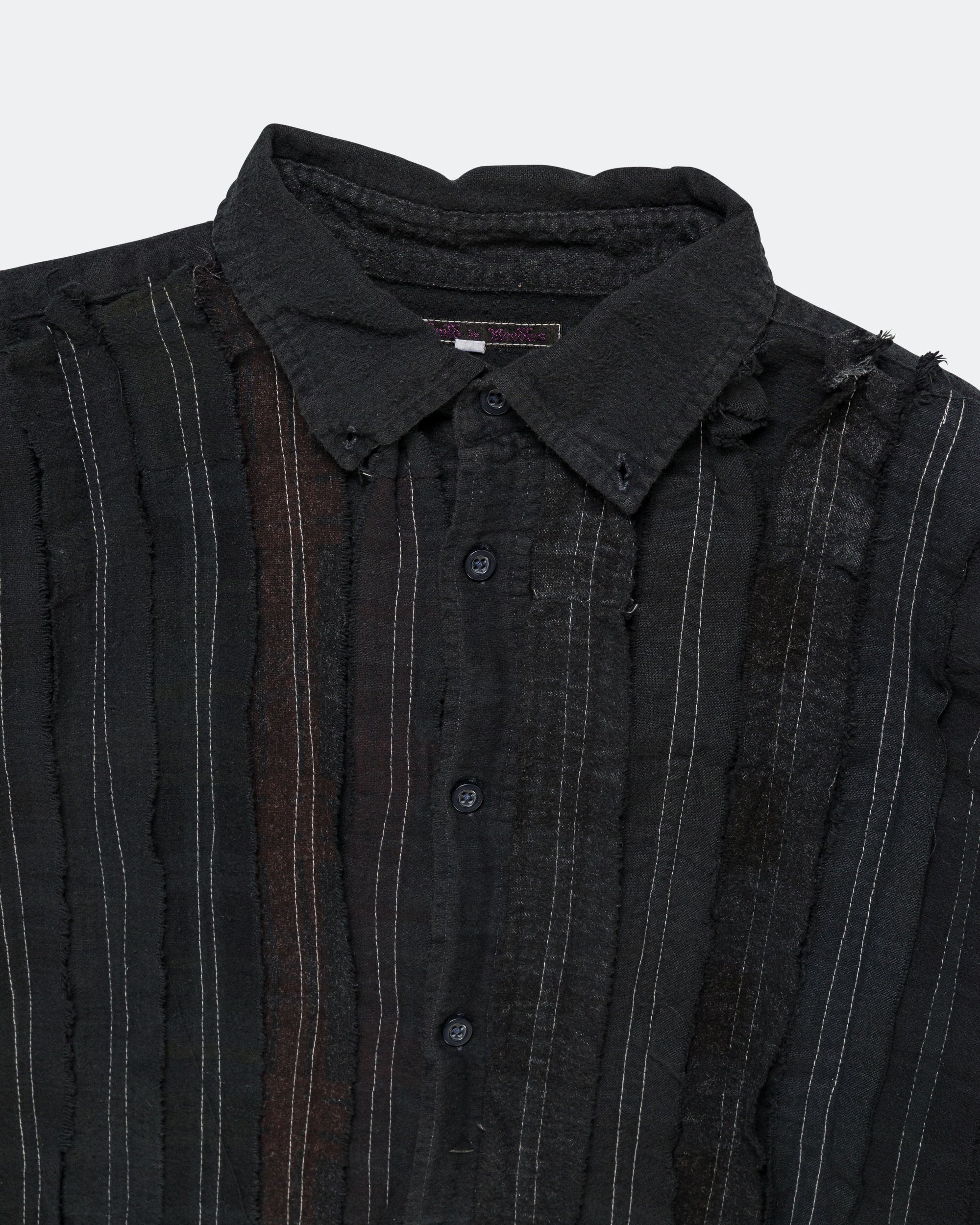 Needles - Rebuild Flannel Shirt Ribbon Shirt Over Dye FW26 - Black