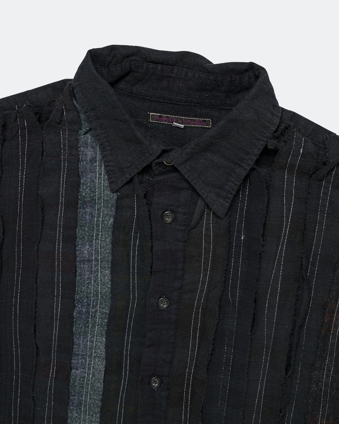 Needles - Rebuild Flannel Shirt Ribbon Shirt Over Dye FW26 - Black Large #4 - UP THERE