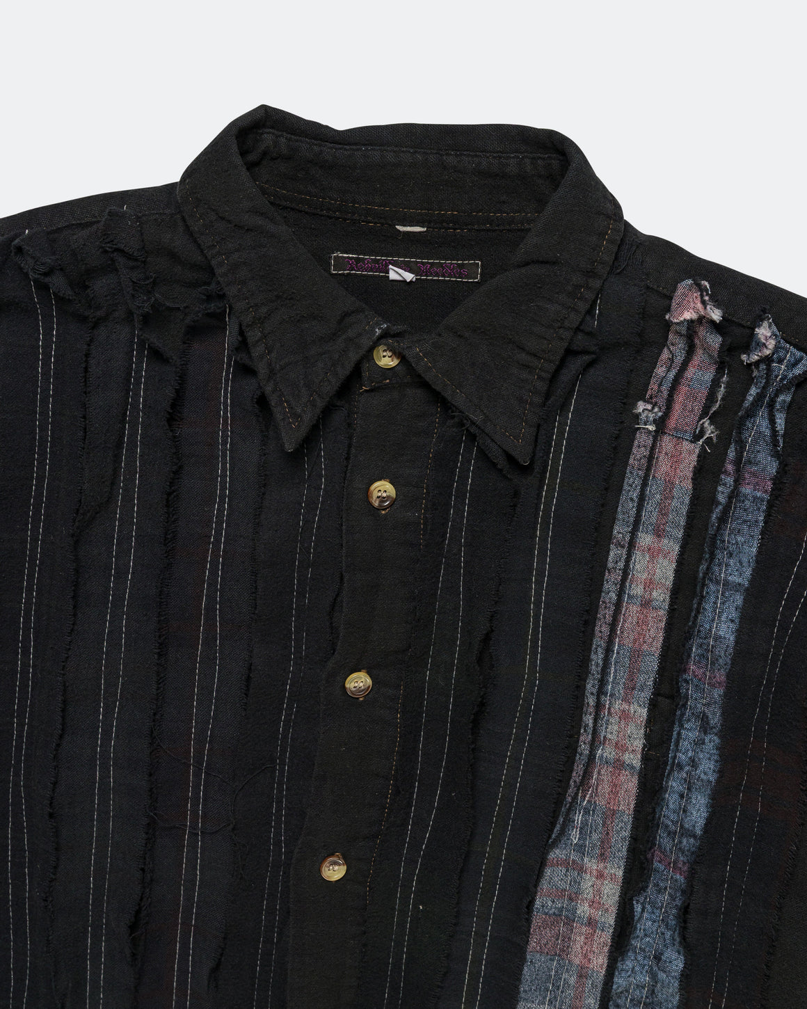 Needles - Rebuild Flannel Shirt Ribbon Shirt Over Dye FW26 - Black Large #5 - UP THERE