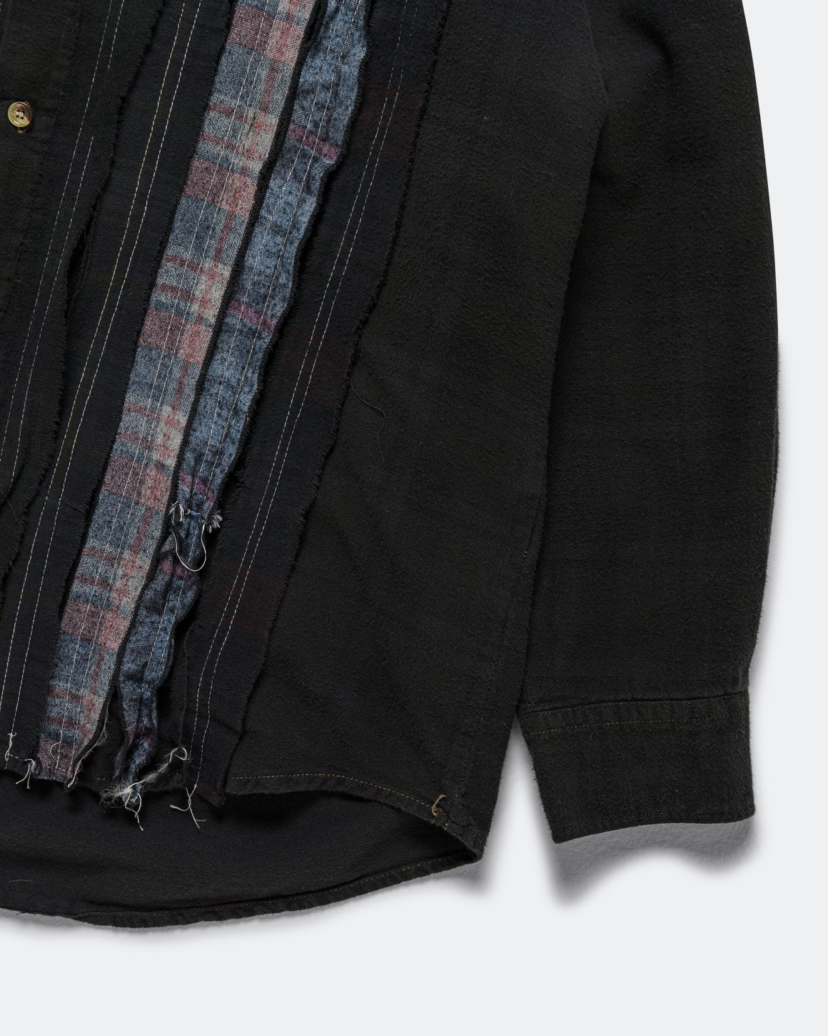 Needles - Rebuild Flannel Shirt Ribbon Shirt Over Dye FW26 - Black Large #5 - UP THERE