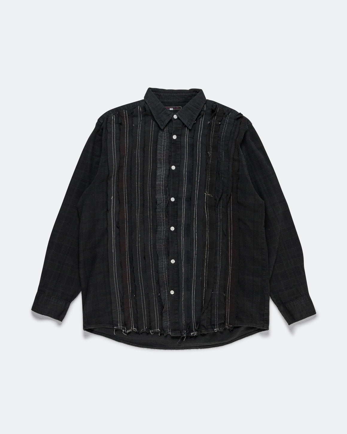 Needles - Rebuild Flannel Shirt Ribbon Shirt Over Dye FW26 - Black Medium #1 - UP THERE