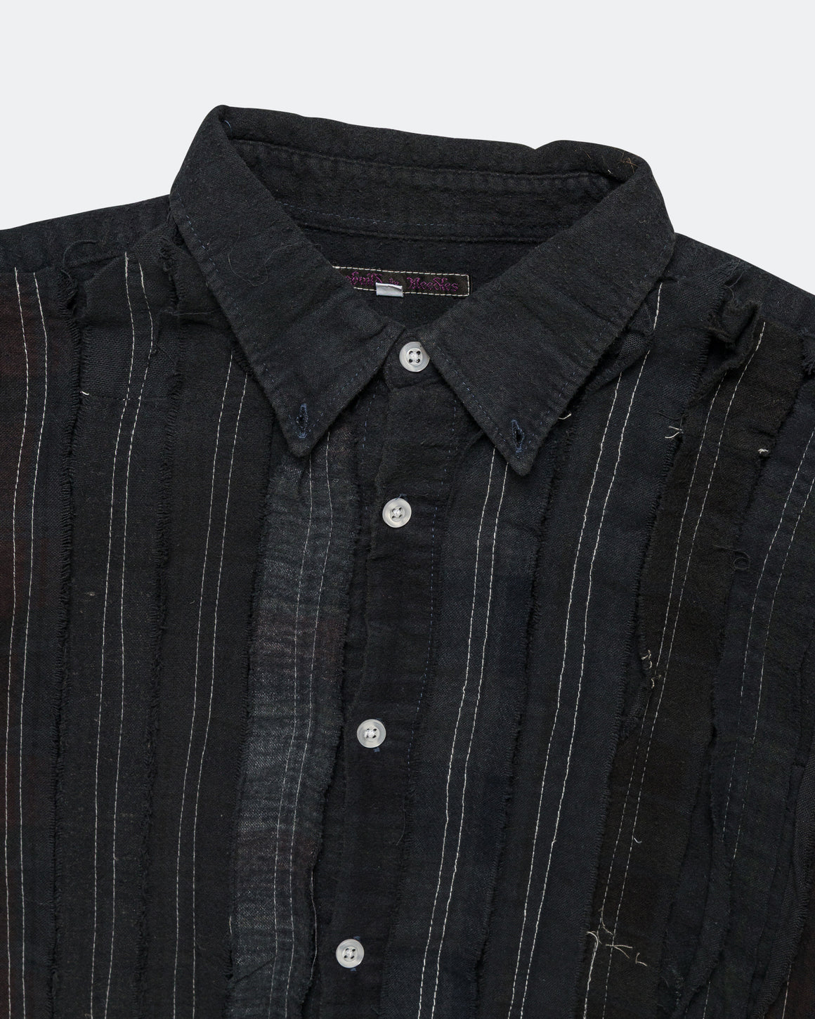 Needles - Rebuild Flannel Shirt Ribbon Shirt Over Dye FW26 - Black Medium #1 - UP THERE