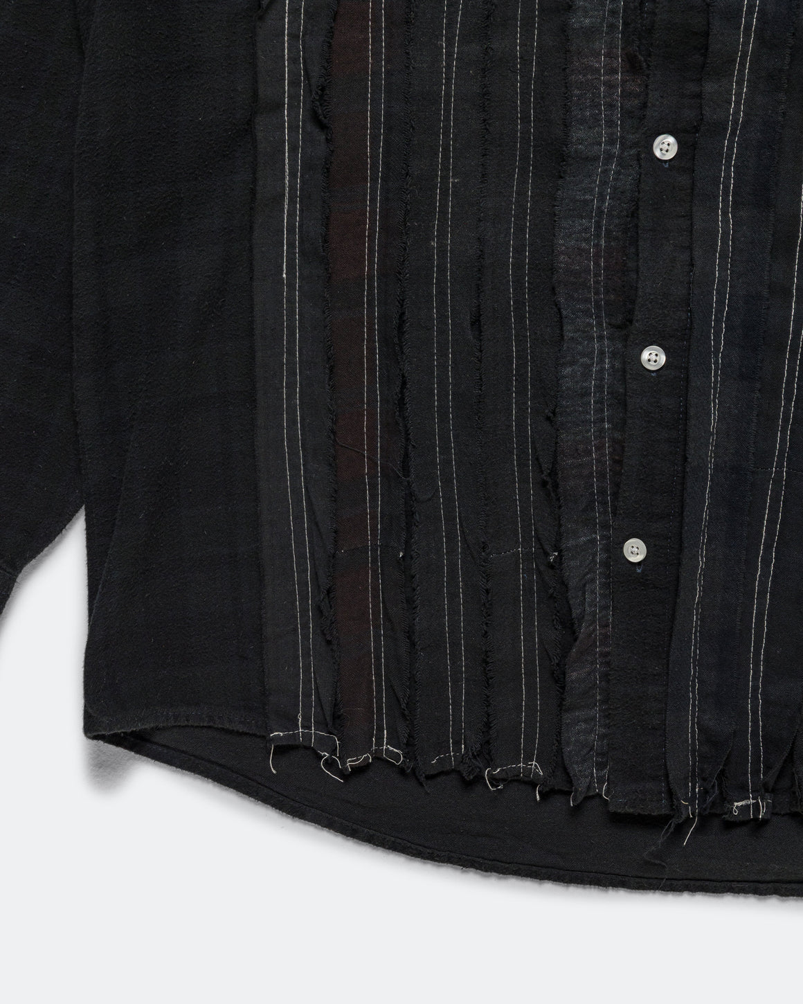 Needles - Rebuild Flannel Shirt Ribbon Shirt Over Dye FW26 - Black Medium #1 - UP THERE