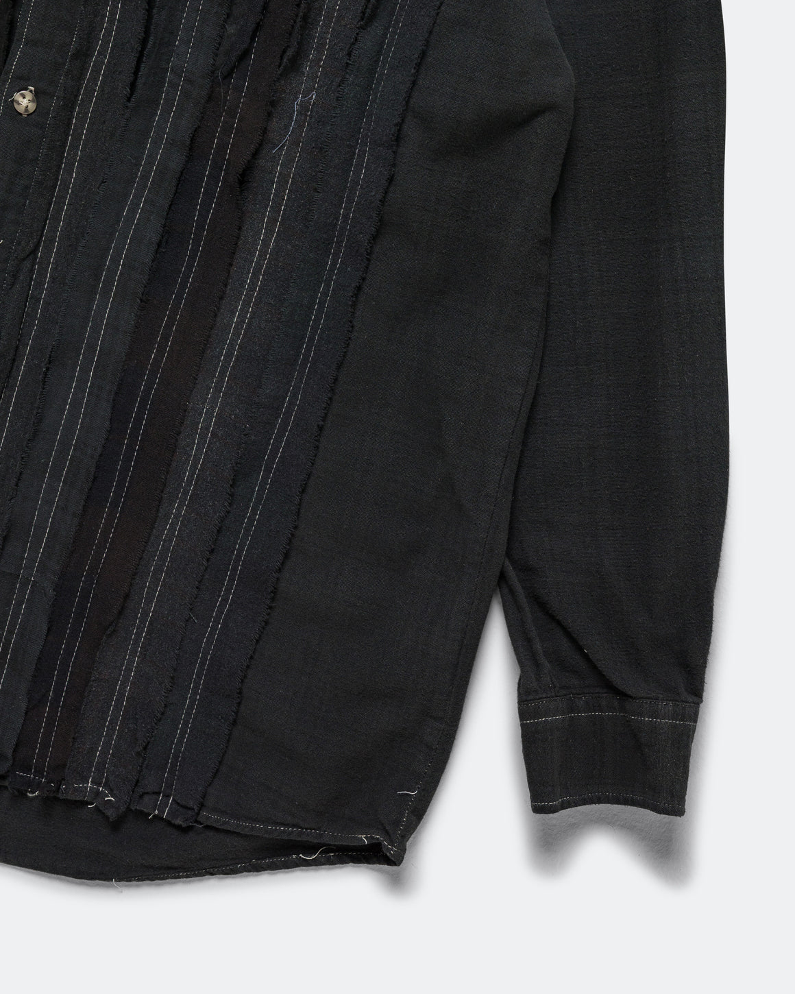Needles - Rebuild Flannel Shirt Ribbon Shirt Over Dye FW26 - Black Medium #2 - UP THERE