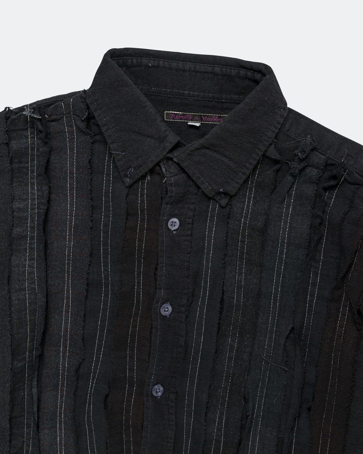 Needles - Rebuild Flannel Shirt Ribbon Shirt Over Dye FW26 - Black Medium #3 - UP THERE
