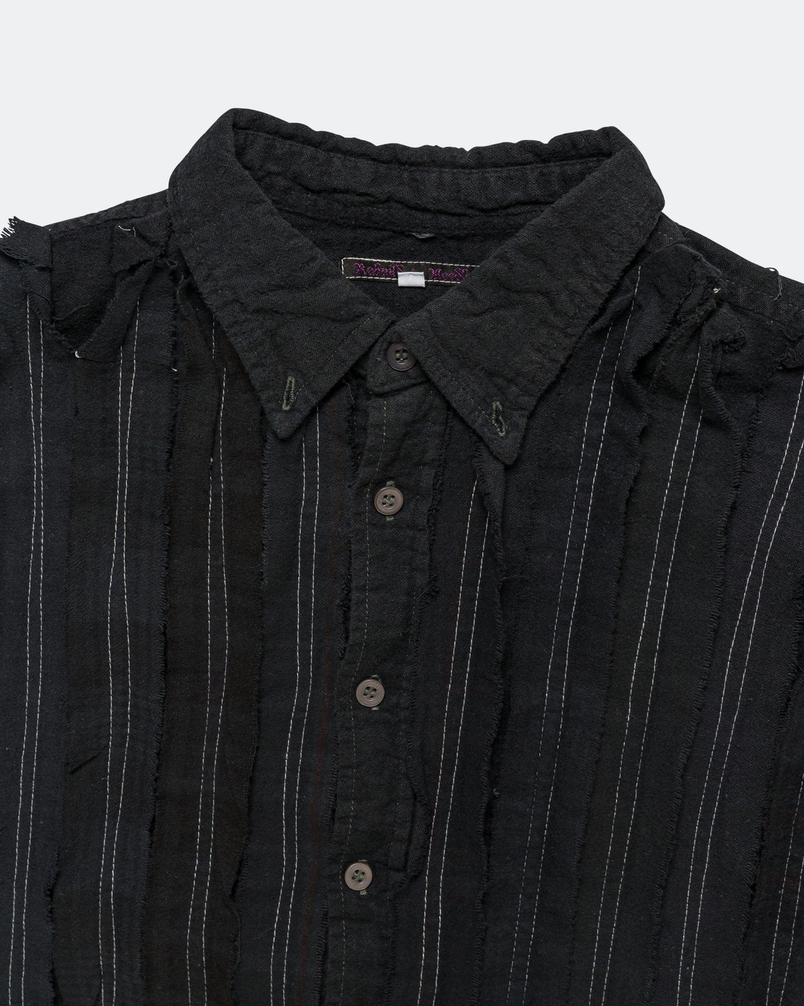 Needles - Rebuild Flannel Shirt Ribbon Shirt Over Dye FW26 - Black Medium #4 - UP THERE