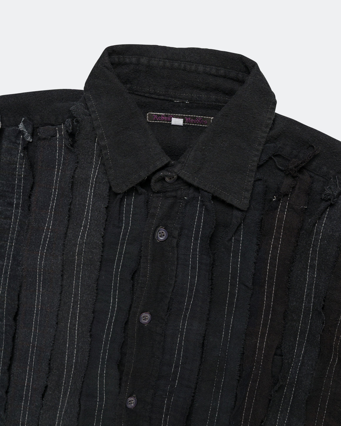 Needles - Rebuild Flannel Shirt Ribbon Shirt Over Dye FW26 - Black Medium #5 - UP THERE