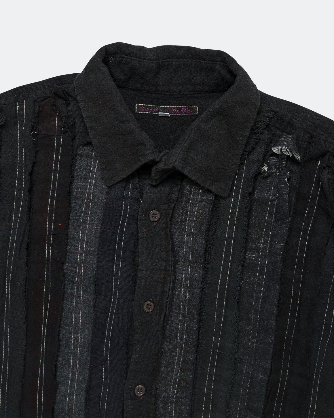 Needles - Rebuild Flannel Shirt Ribbon Shirt Over Dye FW26 - Black Medium #6 - UP THERE