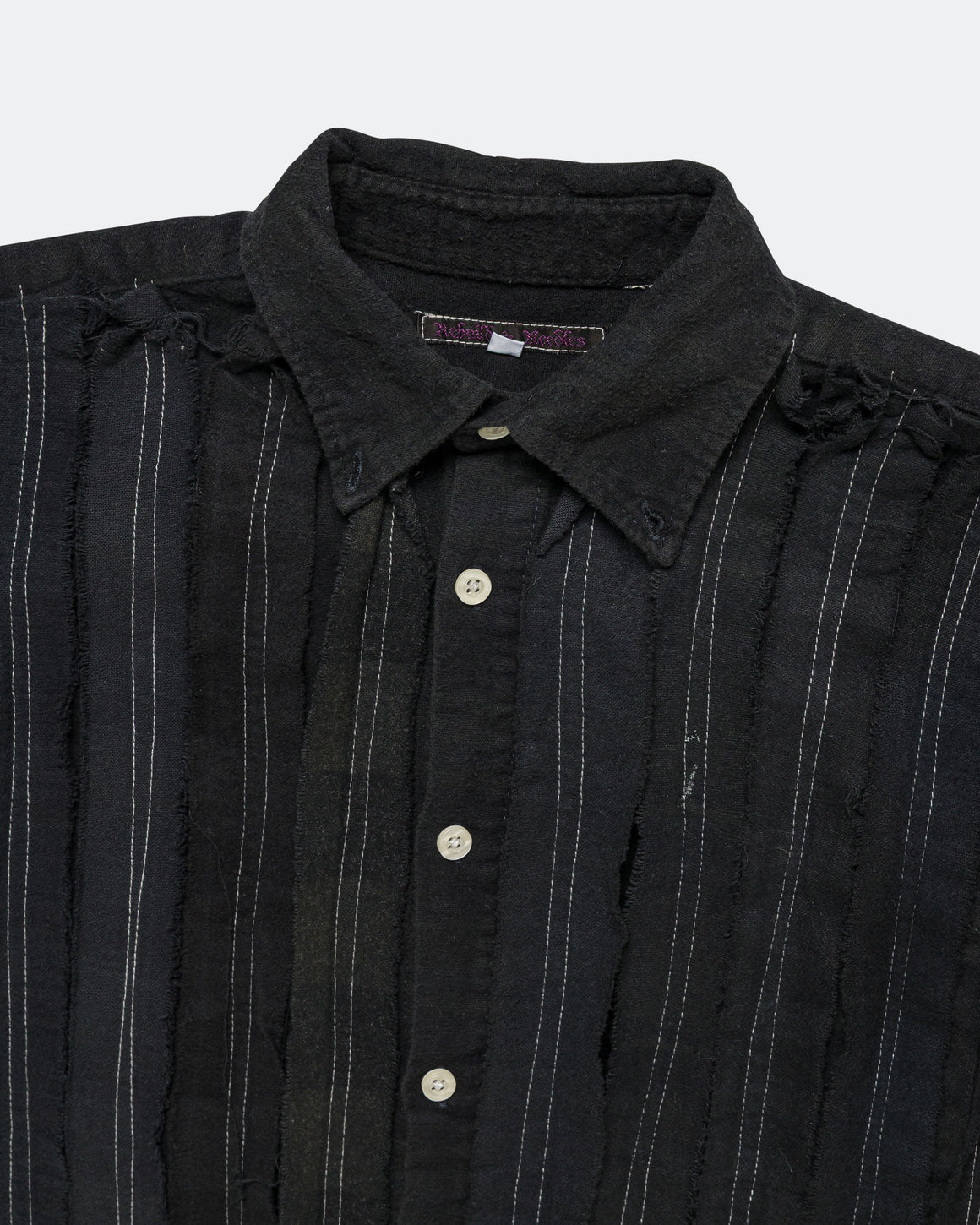 Needles - Rebuild Flannel Shirt Ribbon Shirt Over Dye FW26 - Black Small #2 - UP THERE
