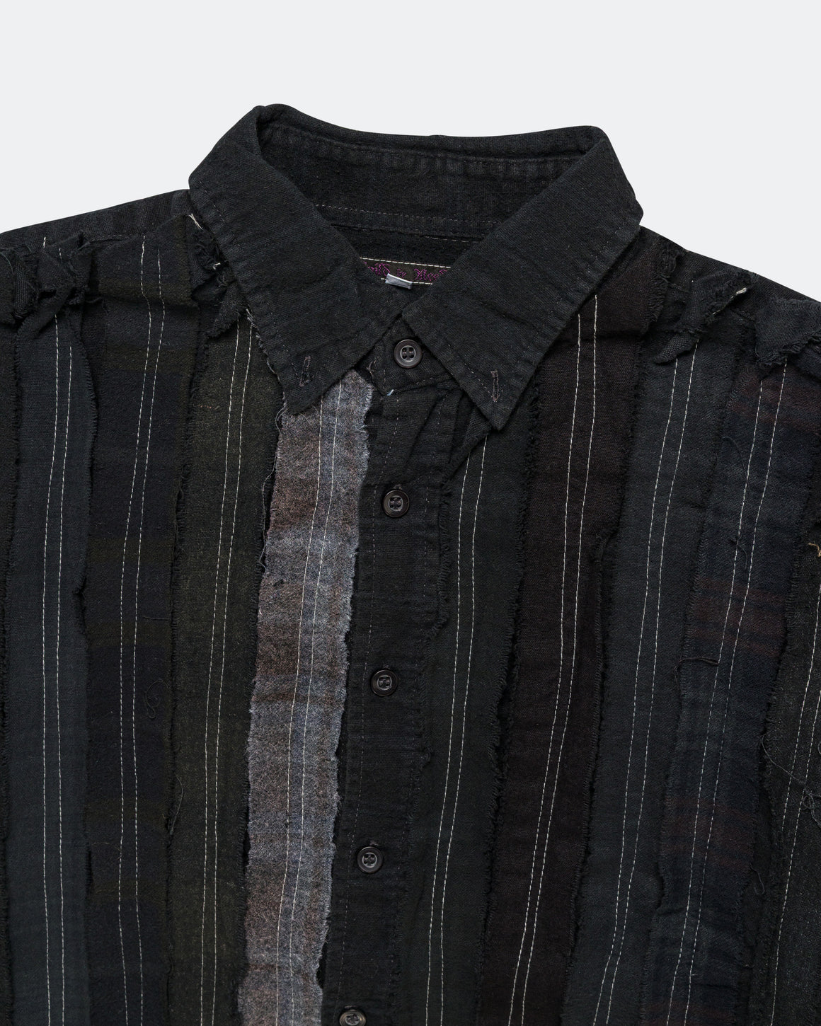 Needles - Rebuild Flannel Shirt Ribbon Shirt Over Dye FW26 - Black Small #3 - UP THERE
