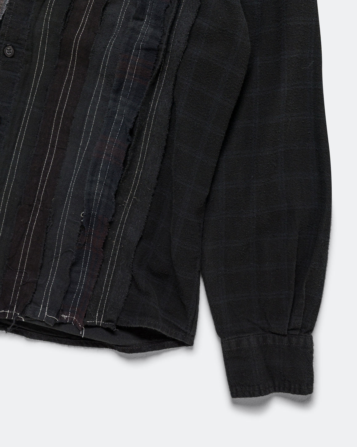 Needles - Rebuild Flannel Shirt Ribbon Shirt Over Dye FW26 - Black Small #3 - UP THERE