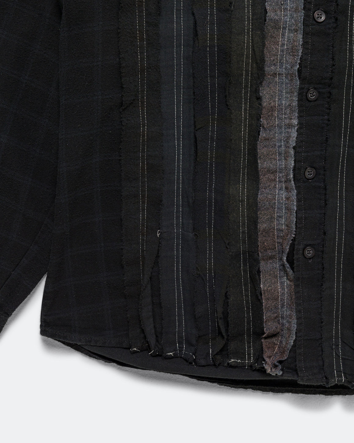 Needles - Rebuild Flannel Shirt Ribbon Shirt Over Dye FW26 - Black Small #3 - UP THERE