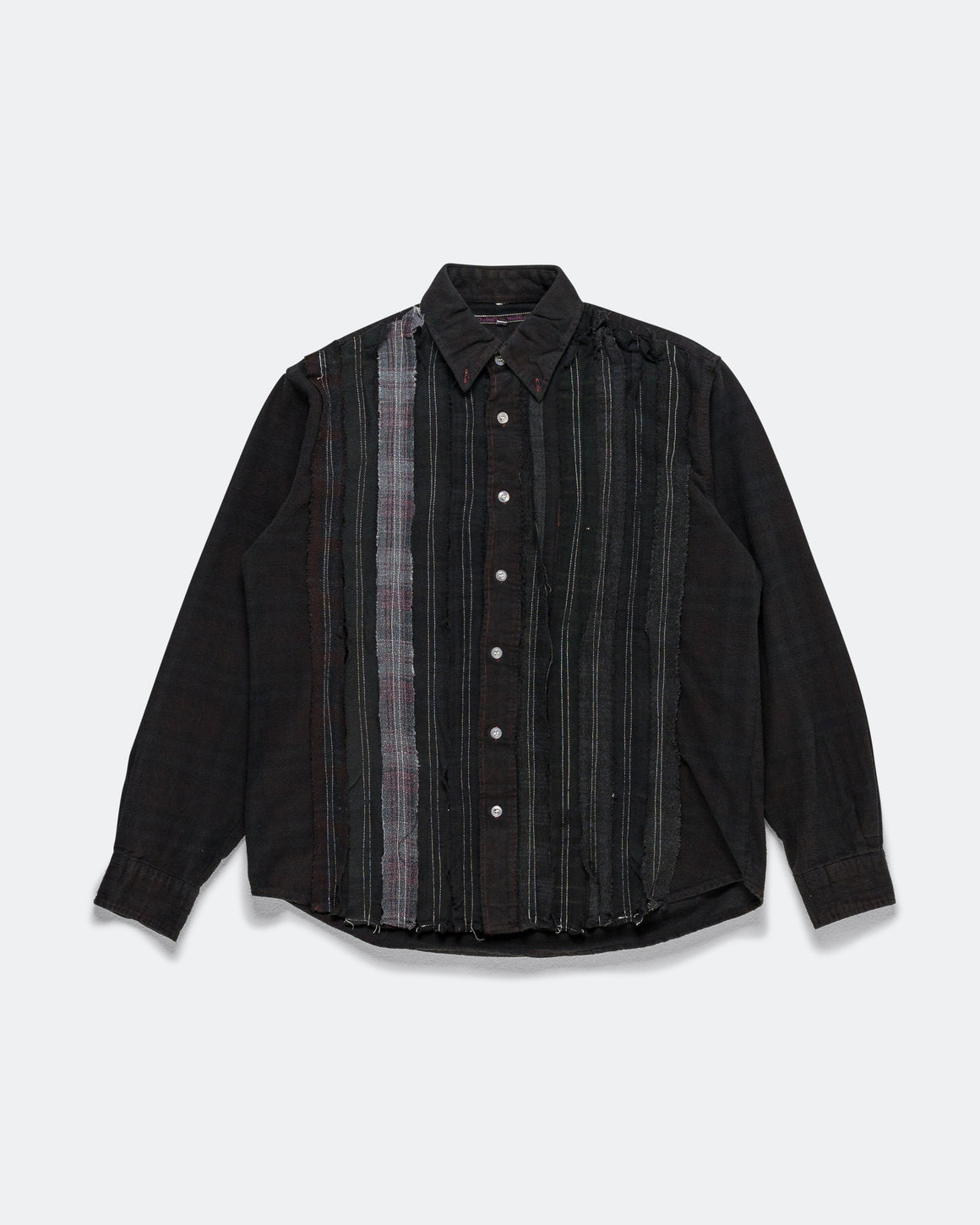Needles - Rebuild Flannel Shirt Ribbon Shirt Over Dye FW26 - Black Small #4 - UP THERE