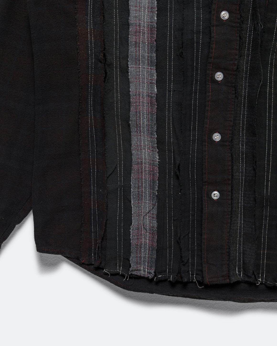 Needles - Rebuild Flannel Shirt Ribbon Shirt Over Dye FW26 - Black Small #4 - UP THERE