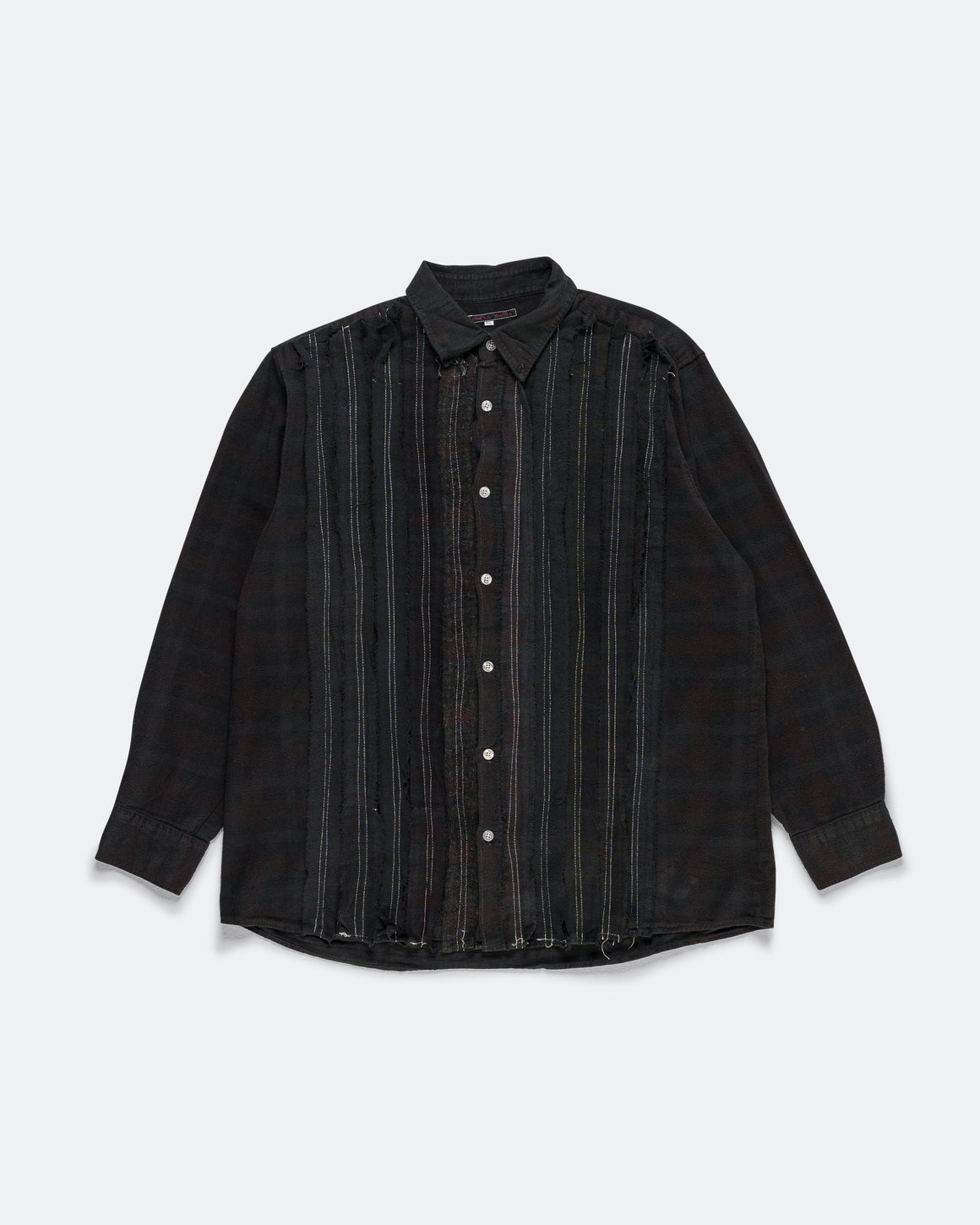 Needles - Rebuild Flannel Shirt Ribbon Shirt Over Dye FW26 - Black X-Large #1 - UP THERE