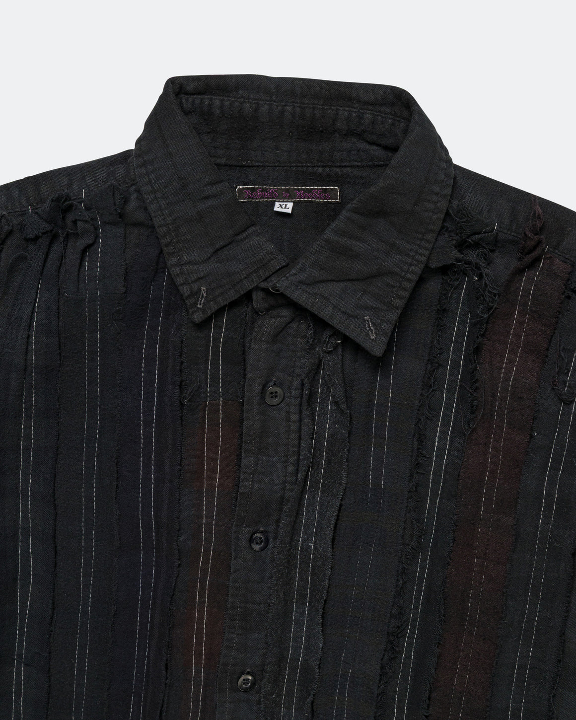 Needles - Rebuild Flannel Shirt Ribbon Shirt Over Dye FW26 - Black X-Large #3 - UP THERE