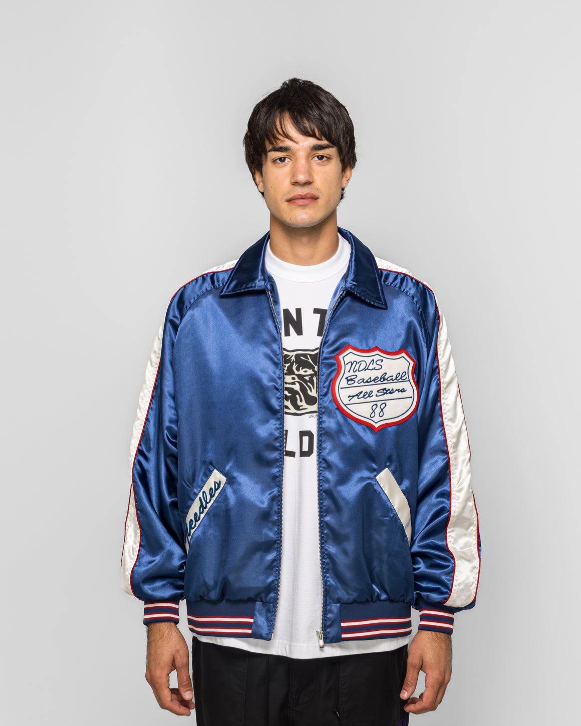 Needles - Stadium Jacket - Navy Poly Sateen - UP THERE