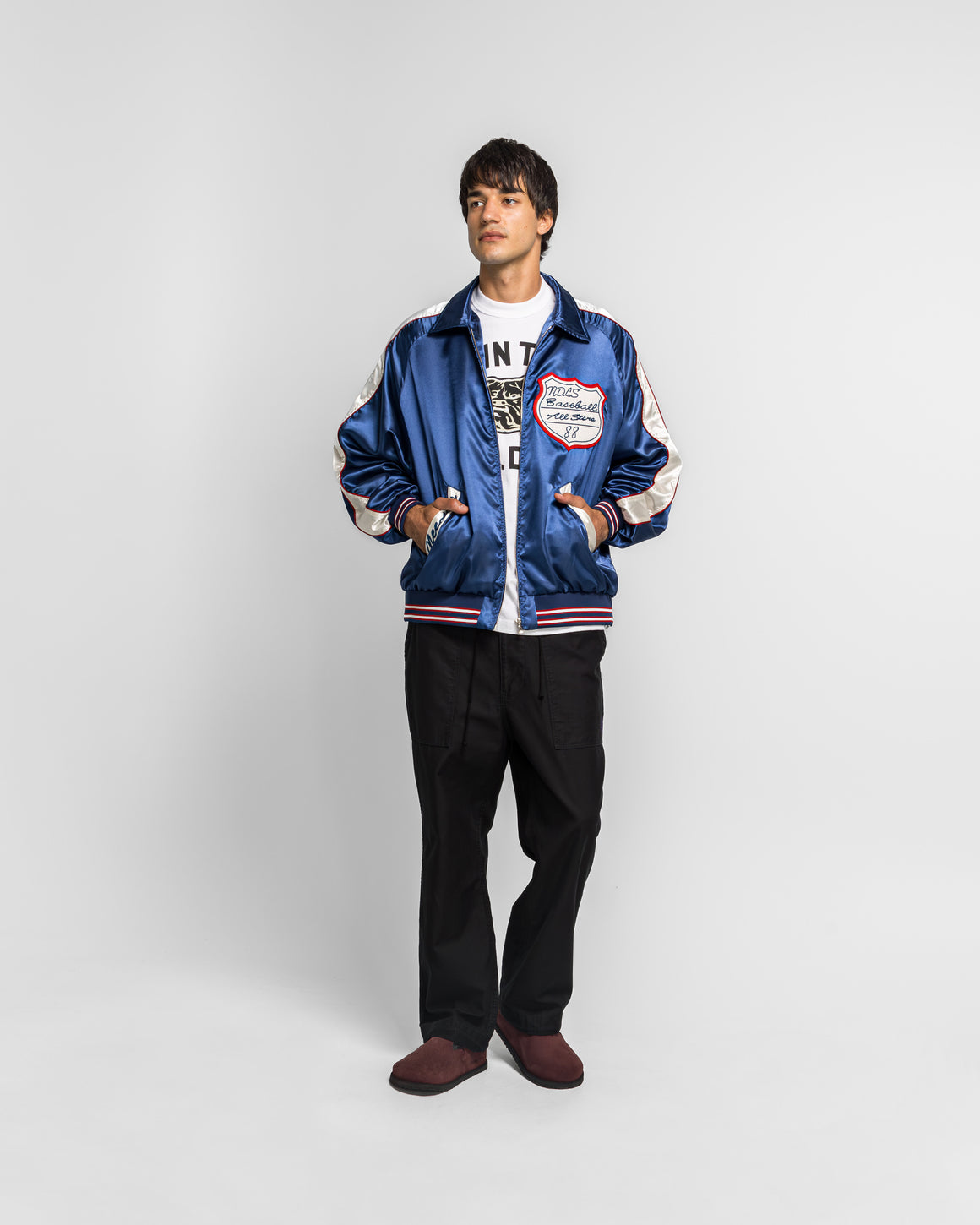Needles - Stadium Jacket - Navy Poly Sateen | UP THERE