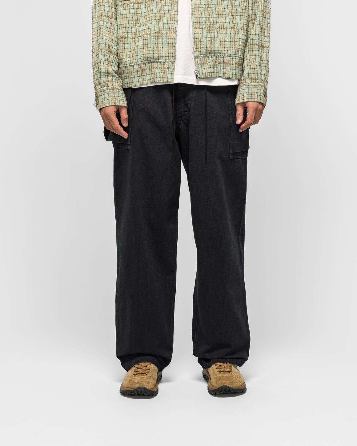 Needles - String Field Pant - Black Cotton Herringbone - UP THERE