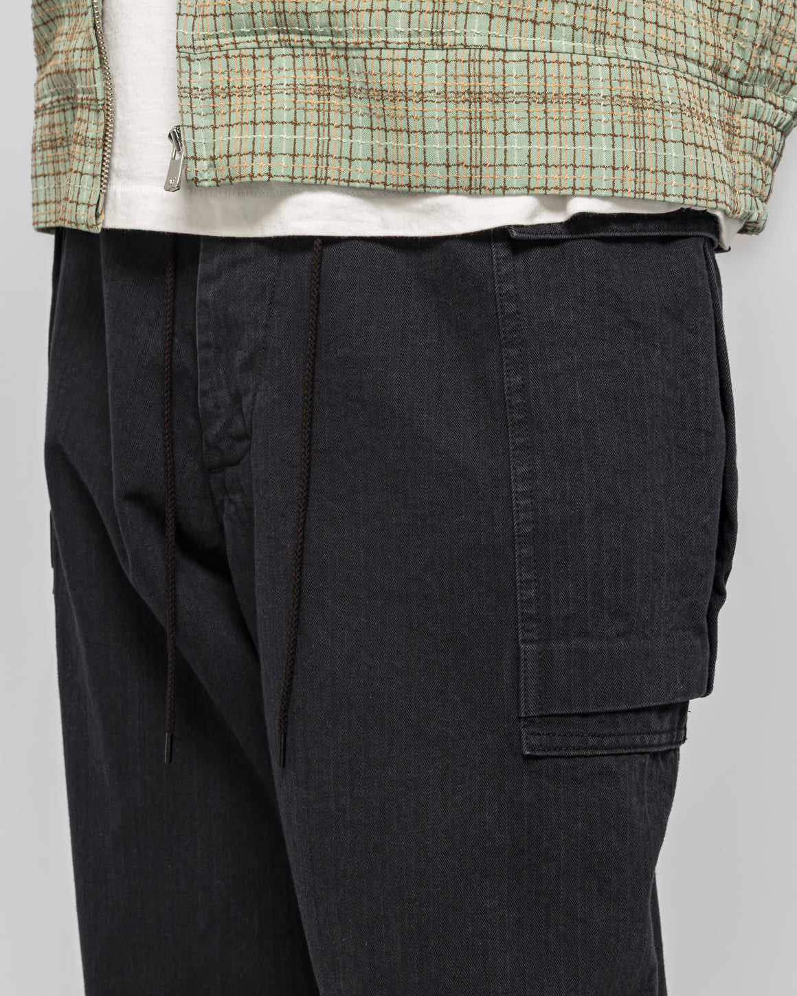 Needles - String Field Pant - Black Cotton Herringbone - UP THERE