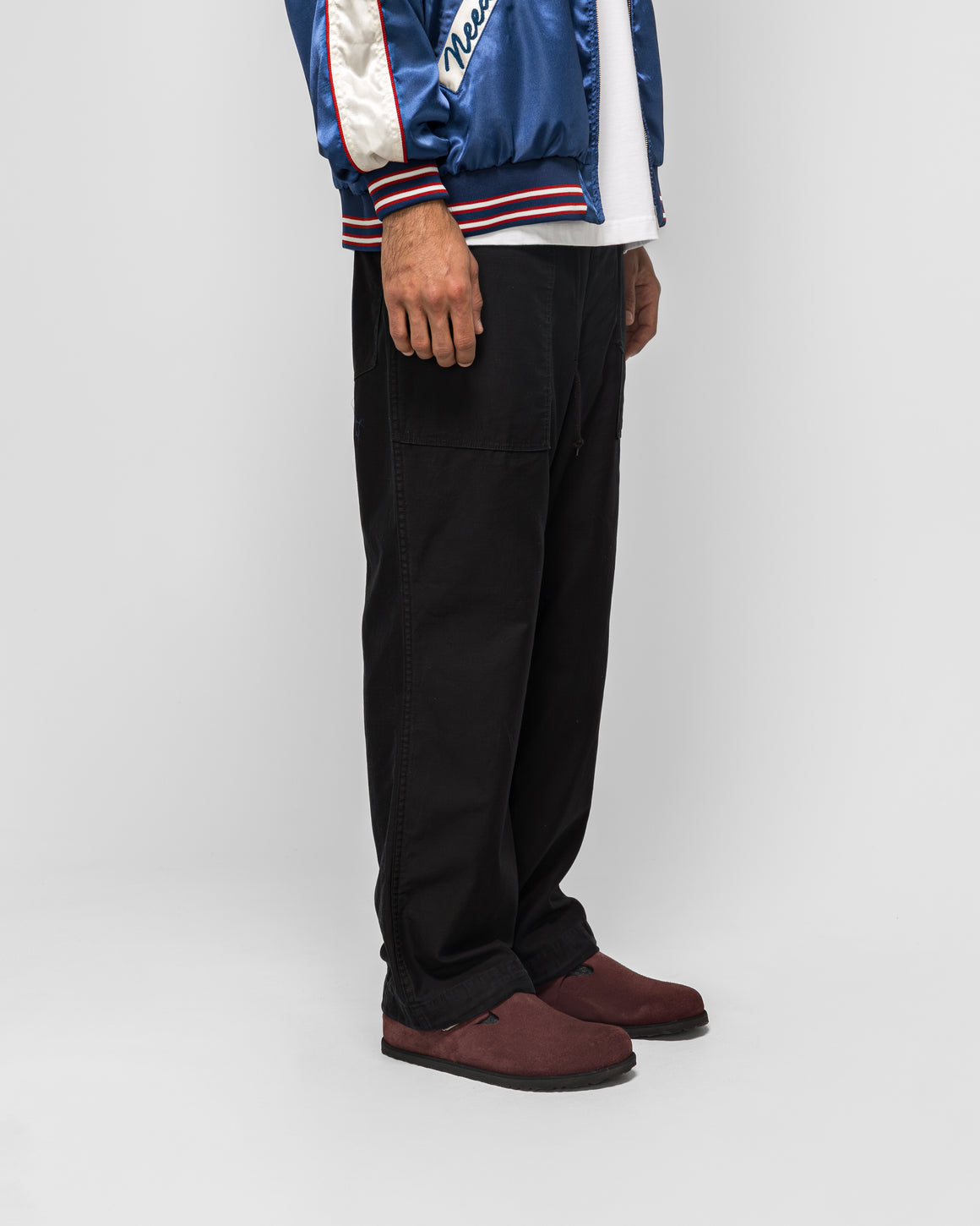 Needles - String Field Pant - Black Reversed Sateen - UP THERE