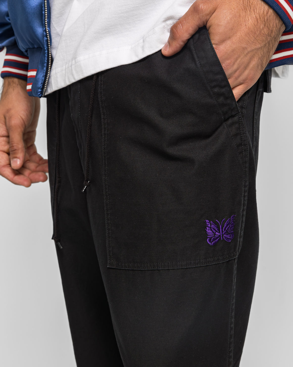 Needles - String Field Pant - Black Reversed Sateen - UP THERE