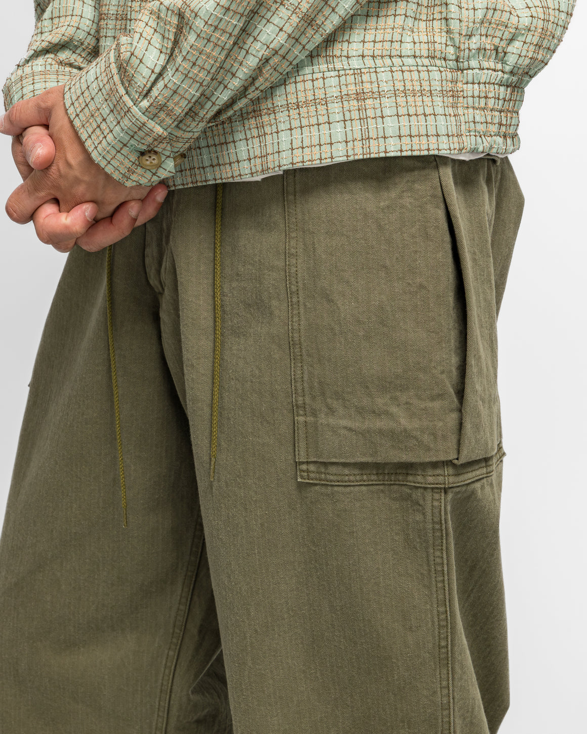 Needles - String Field Pant - Olive Cotton Herringbone - UP THERE