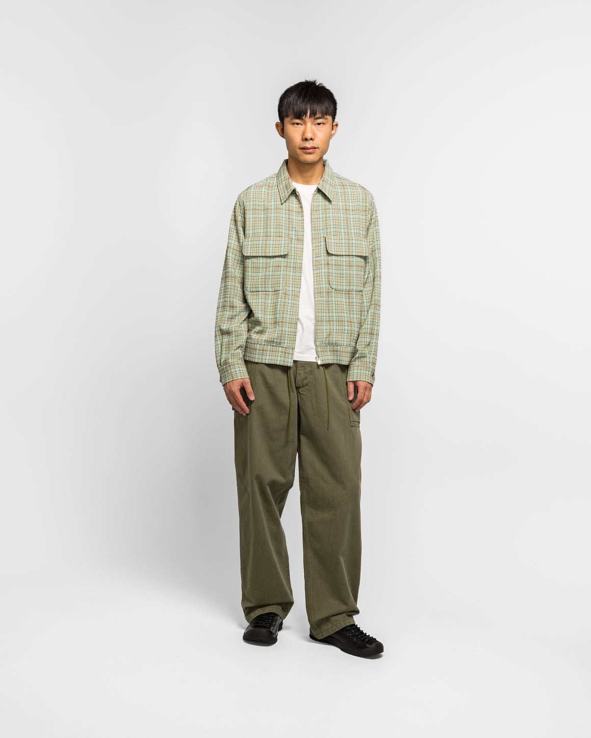 Needles - String Field Pant - Olive Cotton Herringbone - UP THERE