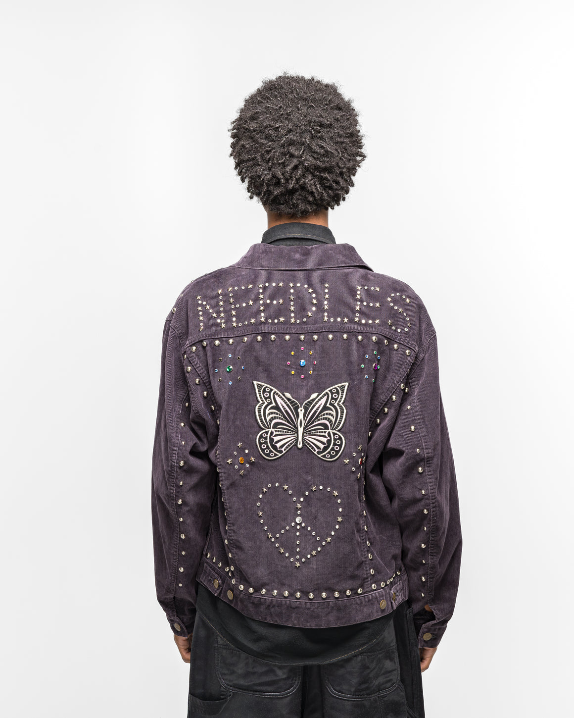 Needles - Studded Jean Jacket - Black 14W Corduroy - UP THERE