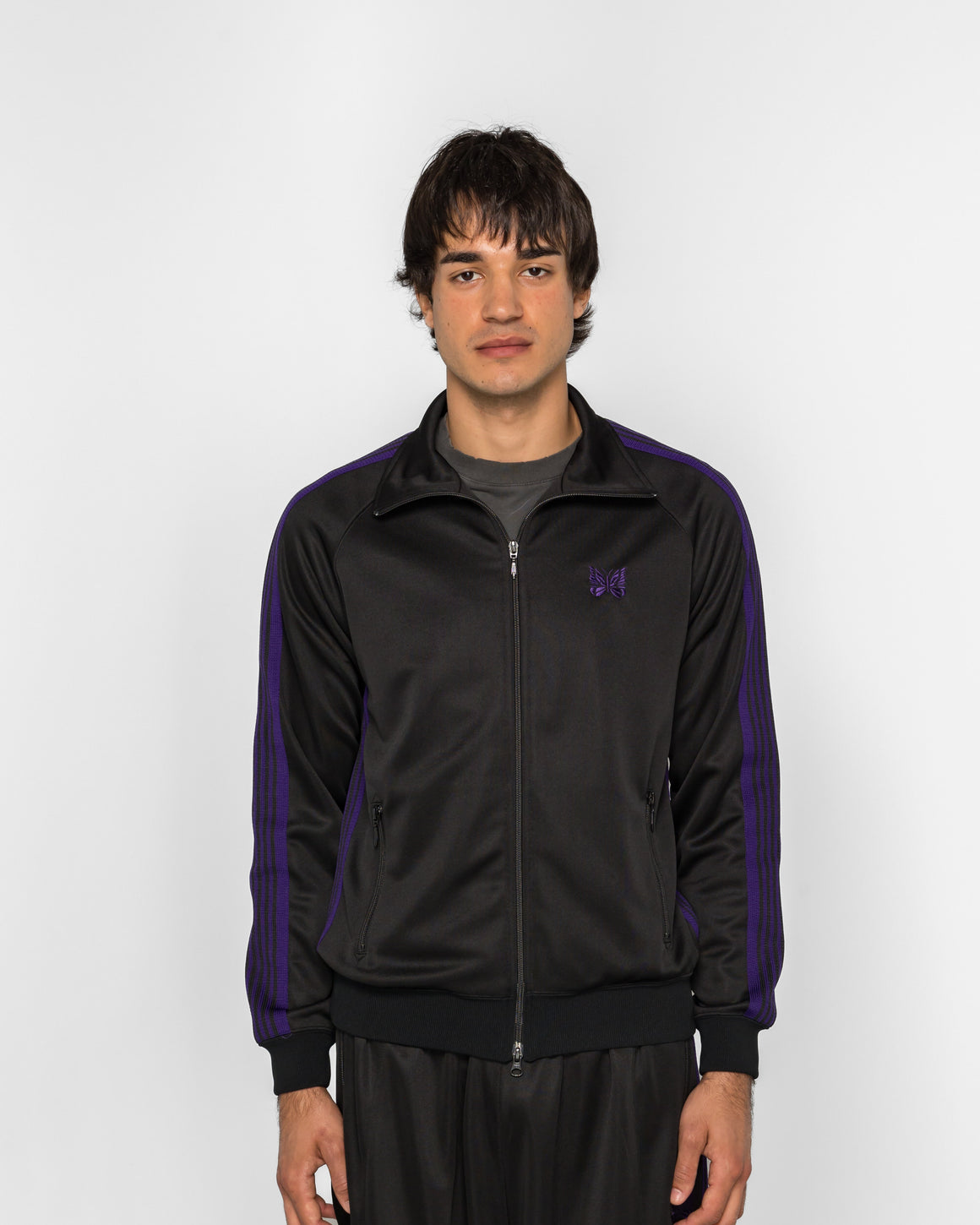Needles - Track Jacket - Black Poly Smooth - UP THERE