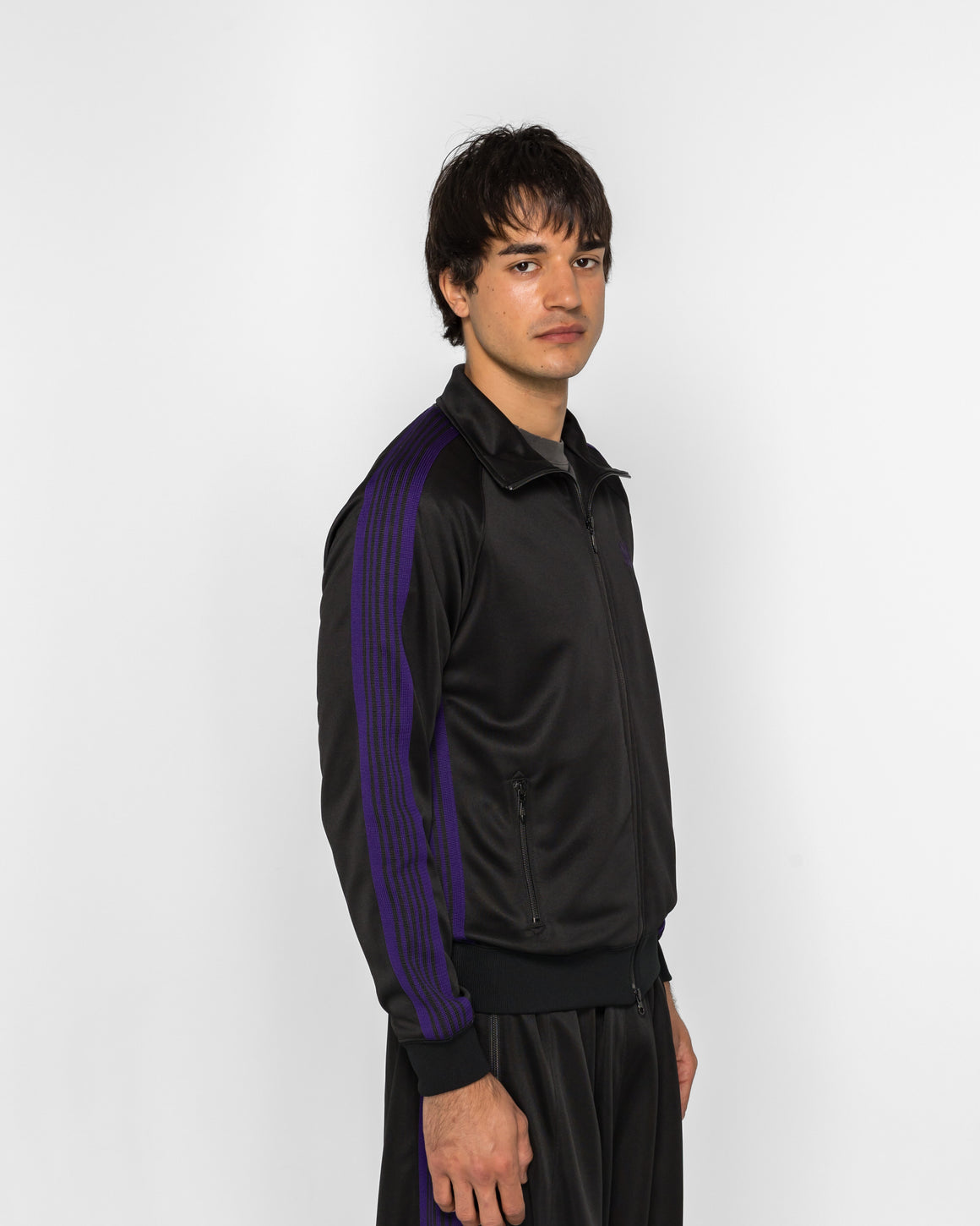 Needles - Track Jacket - Black Poly Smooth - UP THERE