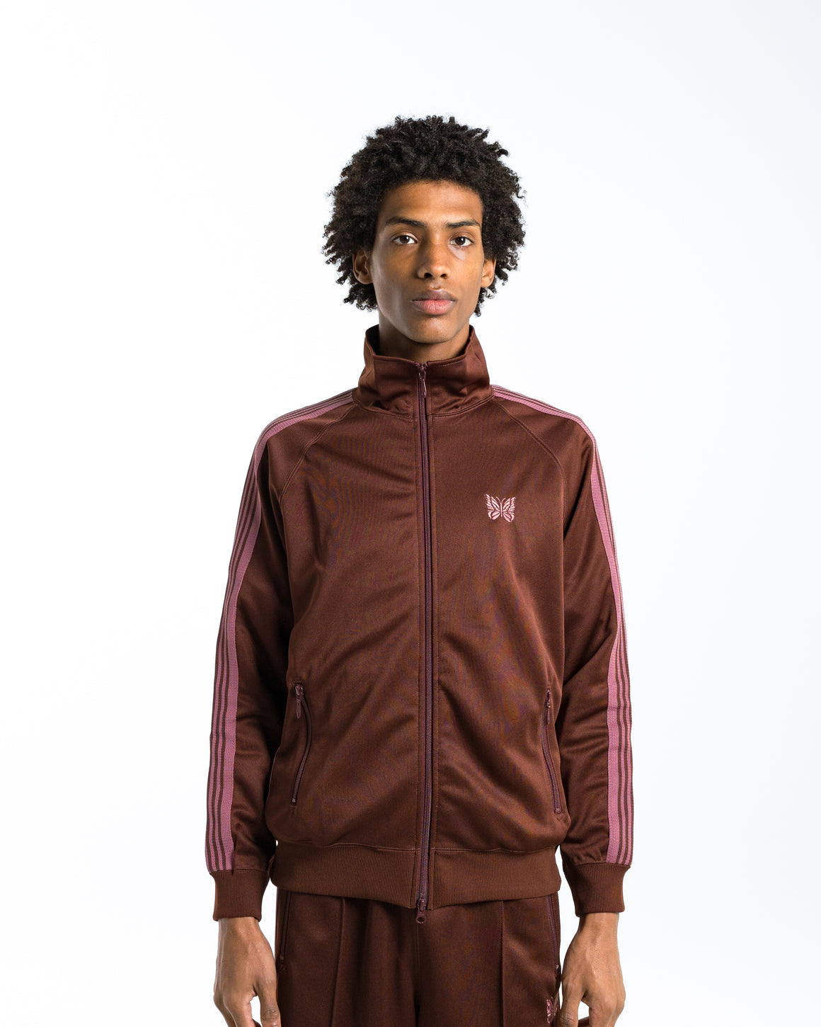 Needles - Track Jacket - Brown Poly Smooth - UP THERE