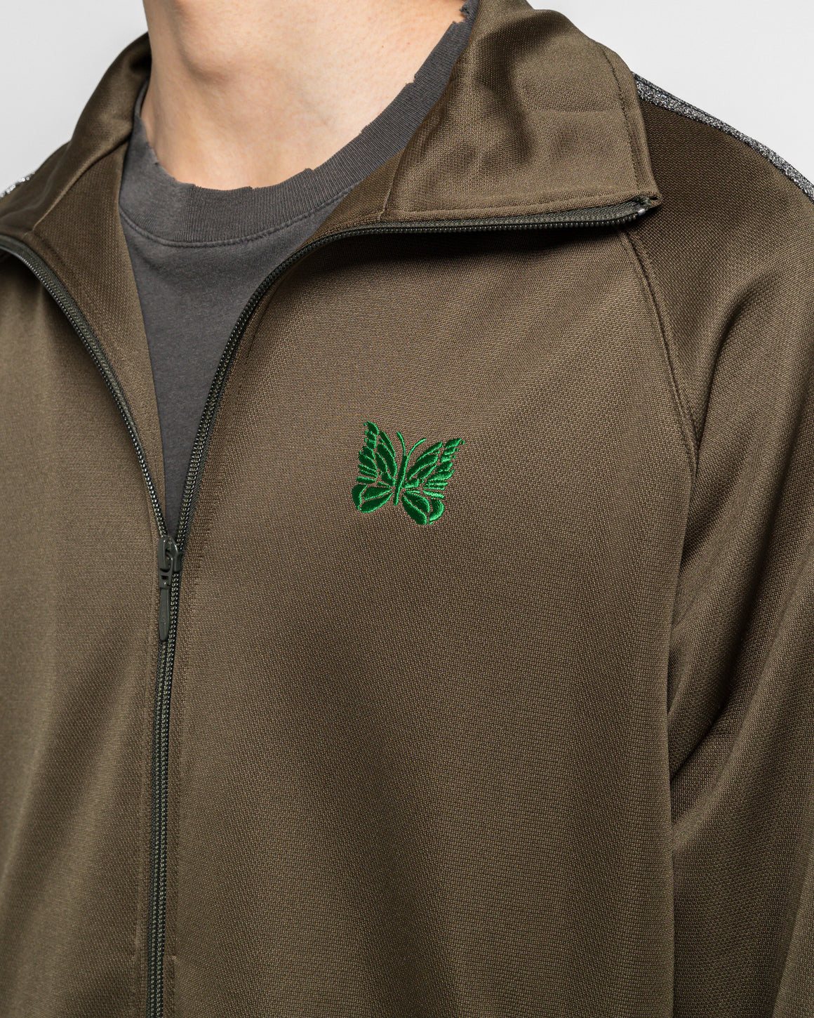 Needles - Track Jacket x UP THERE - Olive/Silver Poly Smooth - UP THERE