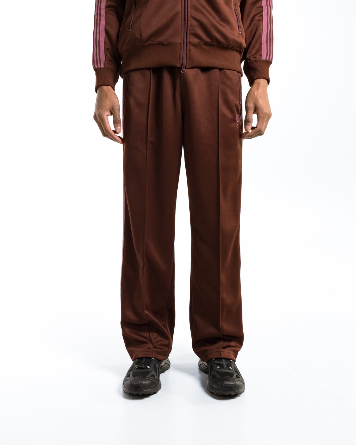 Needles - Track Pant - Brown Poly Smooth - UP THERE