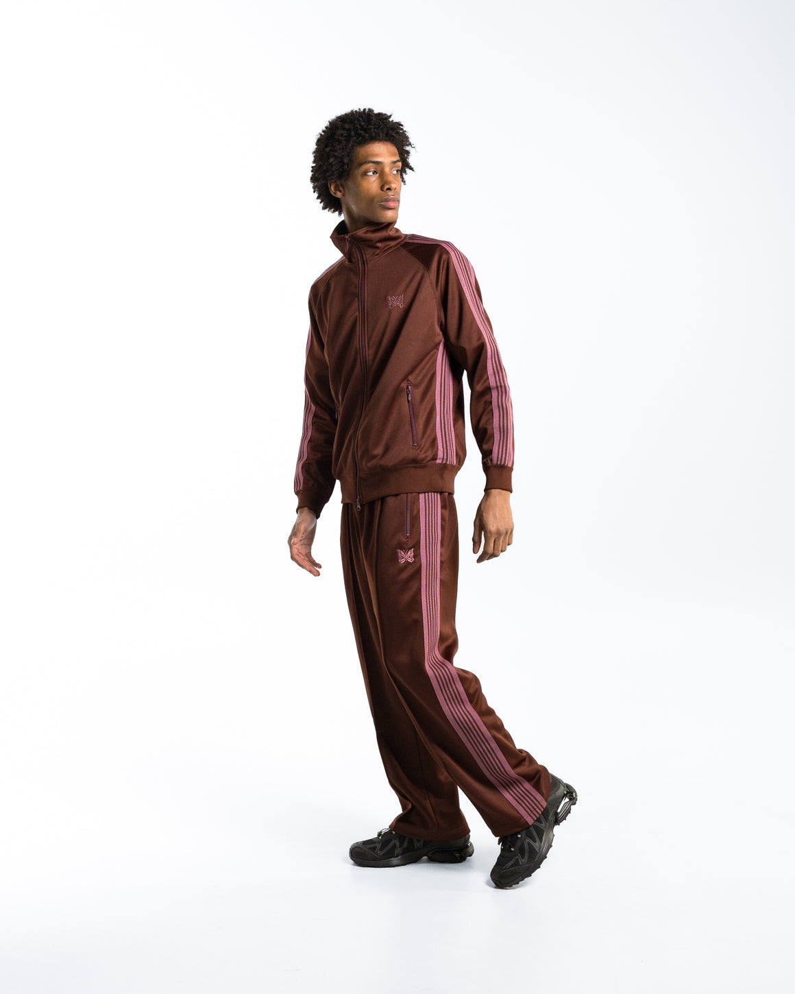 Needles - Track Pant - Brown Poly Smooth - UP THERE