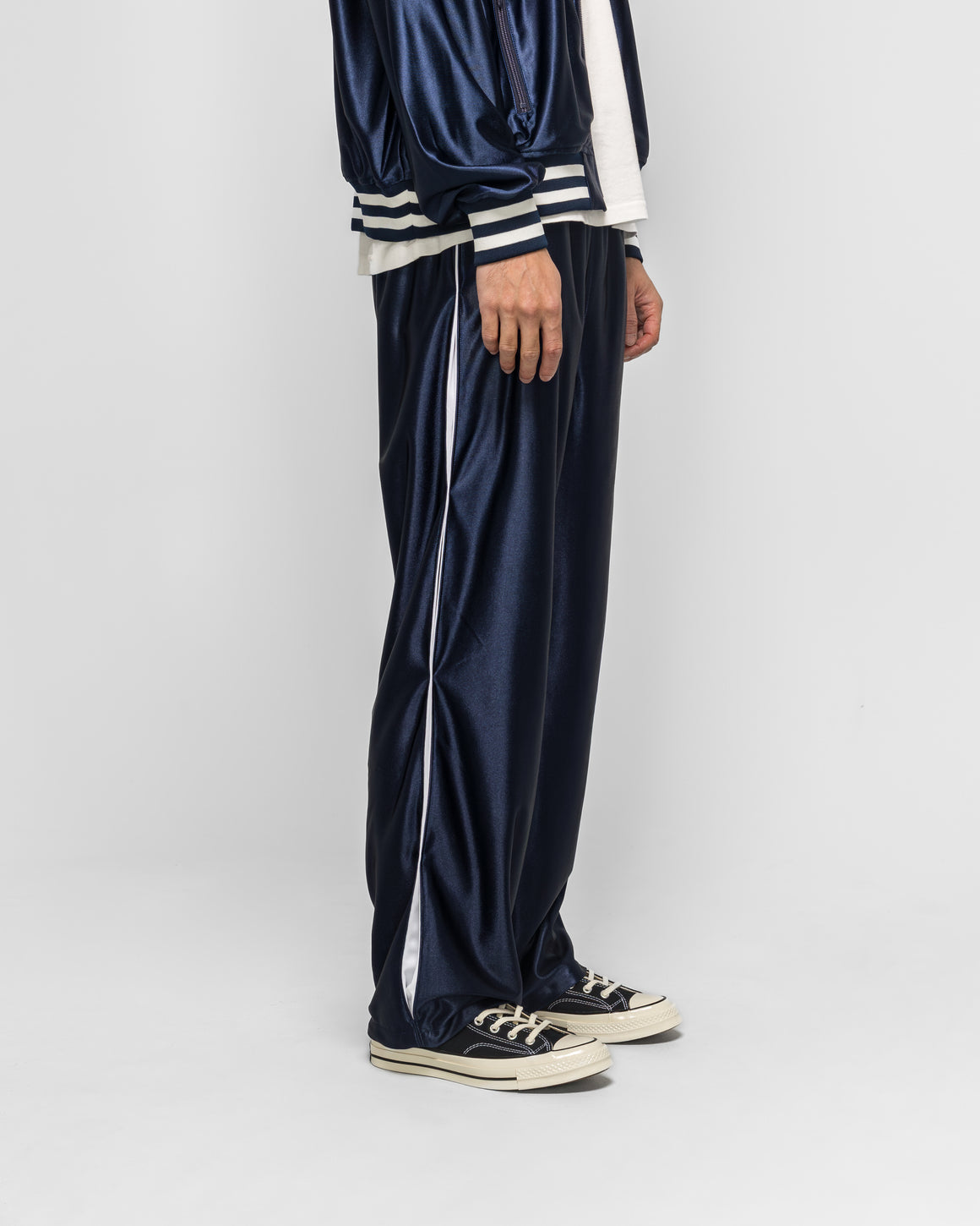 Needles - Track Pant - Navy Tricot Sateen - UP THERE