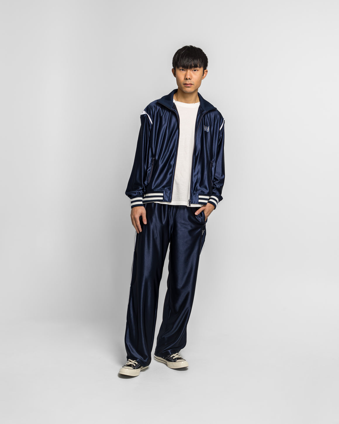 Needles - Track Pant - Navy Tricot Sateen - UP THERE